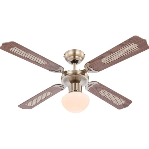 MENNY.VENTILÁTOR 106CM 1X E27 60W ANTIK S.RÉZ,OPÁLÜVEG,MDF TÖLGY,NÁD Outlet