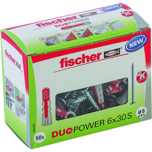 DŰBEL 6X30MM 50 DB CSAVARRAL &quot;DUOPOWER&quot; FISCHER