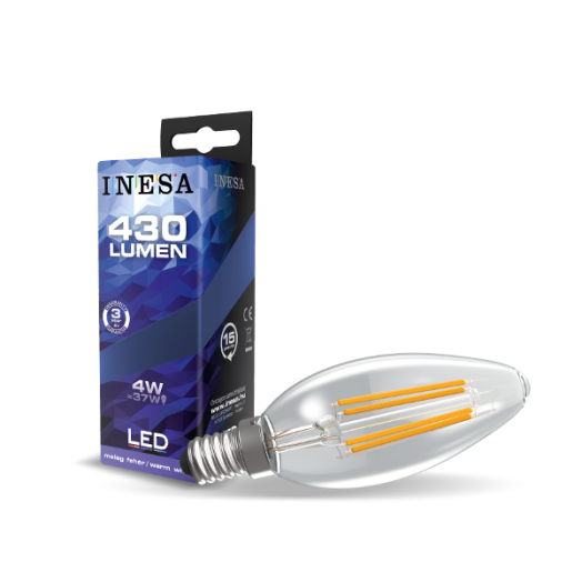 LED FÉNYFORRÁS FILAMENT GYERTYA E14 4W