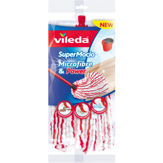 VILEDA SUPERMOCIO UTÁNTÖLTŐ PIROS-FEHÉR MICROFIBER&amp;POWER