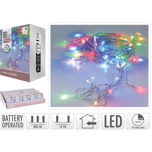 FÉNYFÜZÉR BELTÉRI 80 LED MULTI