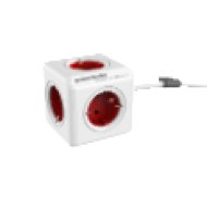 1300RD/DEEXPC PowerCube Extended hálózati hosszabbító, 5 dugalj, 1,5m, fehér-piros