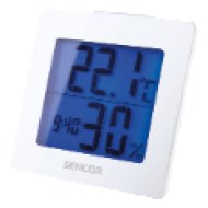 SWS 1500 W Órás hőmérő, Fehér, Kék LCD kijelzővel