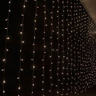 LED-es fényfüggöny, sorolható, hideg fehér 2×1,5m (100 LED)