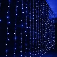 LED-es fényfüggöny, sorolható, kék 2×1,5m (100 LED)