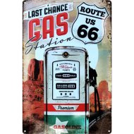 POINT RETRO DEKOR FÉMTÁBLA 20X30CM &quot;LAST CHANCE GAS STATION ROUTE 66&quot;