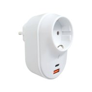 SCHWAIGER TÖLTŐADAPTER ALZATTAL 230V USB-A, USB-C 9,5X5X6CM FEHÉR