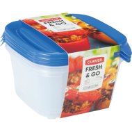 FRESH&amp;GO ÉTELTARTÓ SZETT 3*1,2L     NÉGYSZÖGLETES ÁTLÁTSZÓ/SÖTÉTKÉK