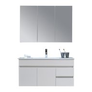 SANOTECHNIK BELLUNO KOMPLETT FÜRDŐSZOBABÚTOR 100X50X46+100X70X15CM TÜKRSZEKRÉNY LED VILÁGÍTÁSSAL, FEHÉR, FÜGGESZTETT