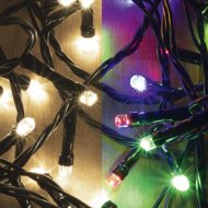 SOMOGYI CHRISTMAS LIGHTING FÉNYFÜZÉR DUAL COLOR KÜL- ÉS BELTÉRI 100 LED MELEG FEHÉR/SZÍNES 7M +TÁVIRÁNYÍTÓ