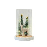 EUROLAMP ÜVEGBE ZÁRT SZARVAS ERDEI CSENDÉLET IP20 VILÁGÍTOTT 2 DB AAA 11,5X11,5X18,5CM