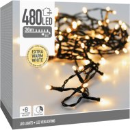 FÉNYFÜZÉR KÜLTÉRI 480LED EXTRA MELEG FEHÉR 7,5CM 8 FUNKCIÓ