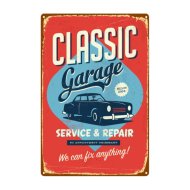 POINT RETRO DEKOR FÉMTÁBLA 20X30CM &quot;CLASSIC AUTO SERVICE&amp;REPAIR WE CAN FIX&quot;