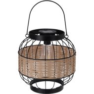 SZOLÁR LED ASZTALI LÁMPA FOGANTYÚVAL IP44 24X24CM FEKETE-RATTAN