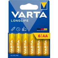 VARTA LONGLIFE ALKÁLI CERUZA ELEM AA LR06 6DB/CSOMAG